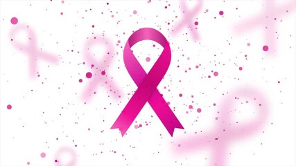 Breast cancer awareness month. Pink ribbon and shiny particles on light background. Women healthcare seamless looping abstract motion design. Video animation Ultra HD 4K 3840x2160 - Powered by Adobe