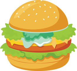 Crispy fish burger with tartar sauce and lemon slice vector illustration
