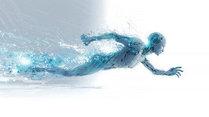 generative art. A character in the technology of the future. The AI agent of the digital future