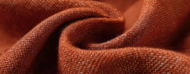 Close-up of deep rust-colored woven fabric