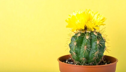 Vibrant cactus with bright yellow flowers
