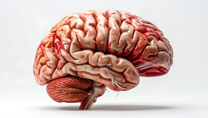 Detailed anatomical model of the human brain showing folds and structures, ideal for medical and educational purposes.
