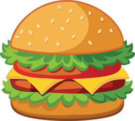 Delicious chicken burger with fresh lettuce and creamy mayo illustration