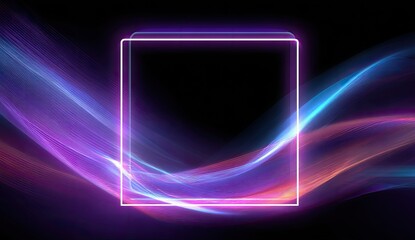 Abstract glowing neon square frame