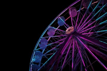Vibrant Night Ferris Wheel Illuminated by Neon Lights Against a Starry Sky