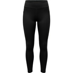 Black full length athletic tights for women comfortable workout leggings white background