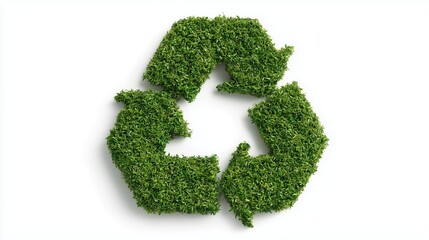 symbole recyclage en herbe verte sur fond blanc 