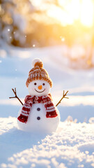 Fototapeta premium Schneemann in Winterlandschaft 
