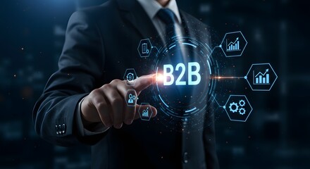B2B Business Concept with Digital Interface and Icons