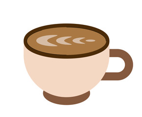 Cup of coffee with latte art isolated on white background.