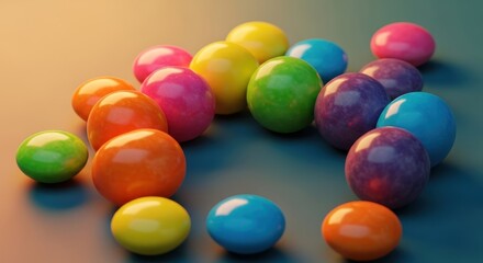 Obraz premium Vibrant Colorful Candy Spheres on Blue Background