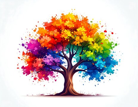 Vibrant colorful tree illustration