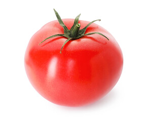 One ripe red tomato isolated on white