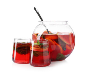 Fruity punch isolated on white. Refreshing drink