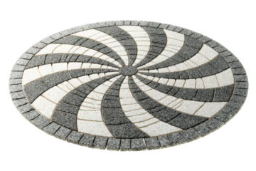Circular Paving Stone Medallion with Swirl Pattern.