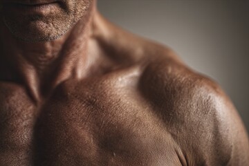Close-up of a mature man's shoulder and chest
