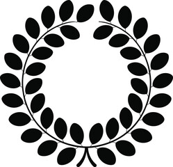 Simple Leaf Wreath Silhouette Vector Illustration A Black Circular Frame of Leaves, Ideal for Minimalist Designs, Logos, and Graphics Requiring a Natural Element