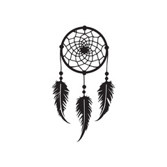 Dream catcher silhouette, Dreamcatcher Drawing vector clean black silhouette design white background, Dream Catcher Icon