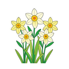 A vibrant bunch of daffodils blooming against a clear blue sky backdrop