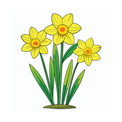 Vibrant yellow daffodils with lush green stalks in a springtime floral design