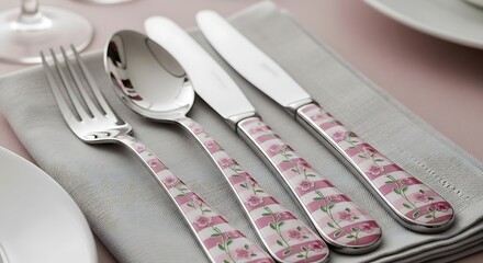 Elegant Floral Cutlery Set for Dining.