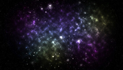 Deep blue cosmos with bright starry constellations and light-filled nebula abstract space background with stars