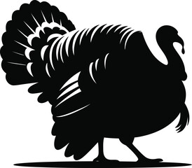 Bold Turkey Silhouette Vector Illustration on Transparent Background A Black Graphic Depiction of a Bird for Design Elements and Creative Projects