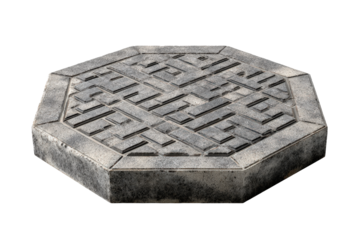 Ancient Hexagonal Stone Artifact with a Labyrinth Puzzle.