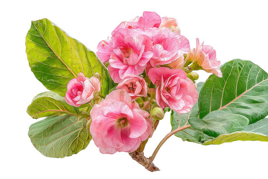 A beautiful blooming branch of pink Dombeya wallichii flowers.