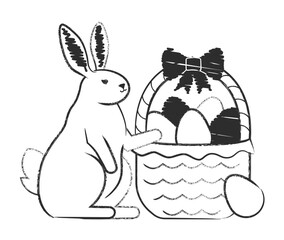 Easter bunny and egg basket