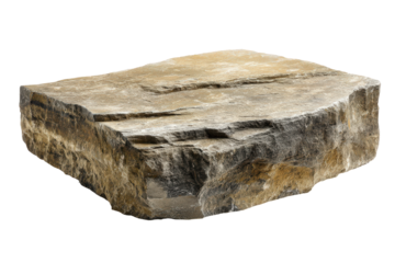 A single flat piece of layered sedimentary rock isolated on white.