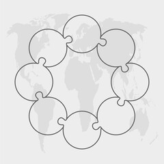 Puzzle diagram infographic process on 8 parts