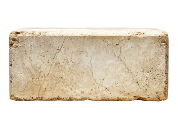 Fototapeta premium A single old weathered porous building block isolated on white.