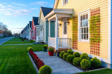 North American suburban neighborhoods in the spring.