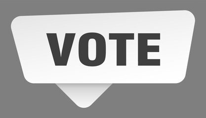 vote sign. vote white sticker isolated on gray background