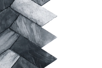 Elegant grey marble herringbone tile pattern on a white background.