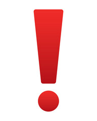 Red exclamation - caution icon vector design template. Red flat warning sign, attention, alert symbol isolated on a white background.