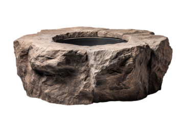 Rugged stone fire pit for outdoor backyard gatherings.