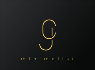 CJ Minimalist Logo with Interlocking Shapes on Solid Black Background. A clean and modern minimalist logo design.