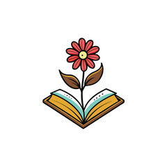 Creative floral design of a flower growing from book pages