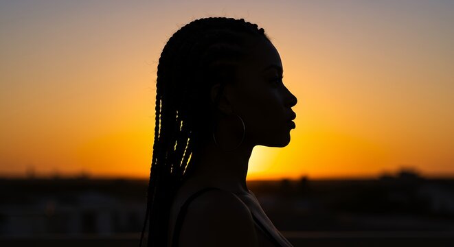 Silhouette of person at sunset