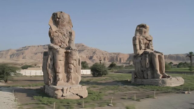 Colossi of Memnon gigantic statues in Luxor, Egypt.