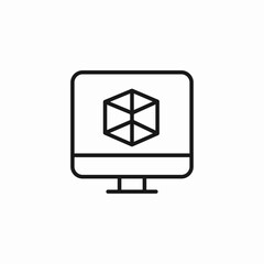 3d modeling display icon sign vector