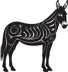 Mule animal in silhouette white background.