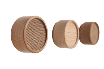 Set of three cylindrical kraft paper tube containers isolated.