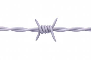 Barbed wire strand creating sharp boundary, transparent backdrop enabling seamless graphic design integration