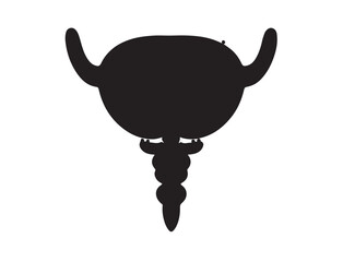 Prostate gland icon in silhouette with dots style white background.