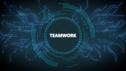 Digital technology circuitry featuring teamwork communication and futuristic design. 4k video animation - Powered by Adobe