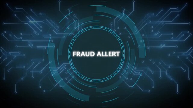 Digital circuitry fraud Allert concept with modern blue technology design.