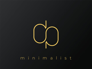 DP Minimalist Logo with Interlocking Shapes on Solid Black Background. A clean and modern minimalist logo design.